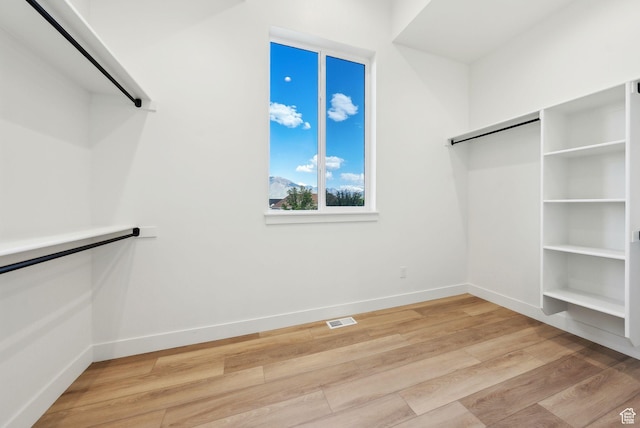 spacious closet featuring light wood-type flooring