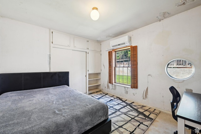 528 N Westcapitol St, Salt Lake City, UT 84103 - bedroom featuring an AC wall unit, light carpet, and baseboards