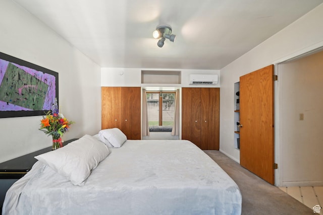 528 N Westcapitol St, Salt Lake City, UT 84103 - bedroom with carpet flooring, a wall mounted air conditioner, and multiple closets