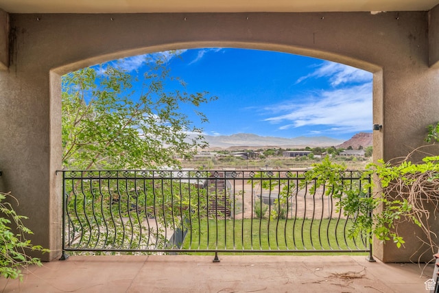 balcony with a mountain view