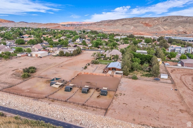 aerial perspective of suburban area featuring a mountainous background