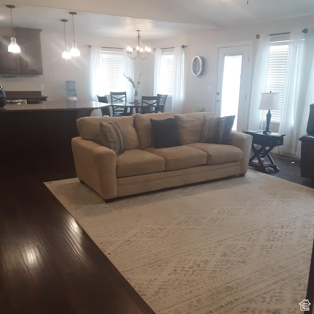42 E 780 S, Ephraim, UT 84627 - living area with a chandelier and wood finished floors