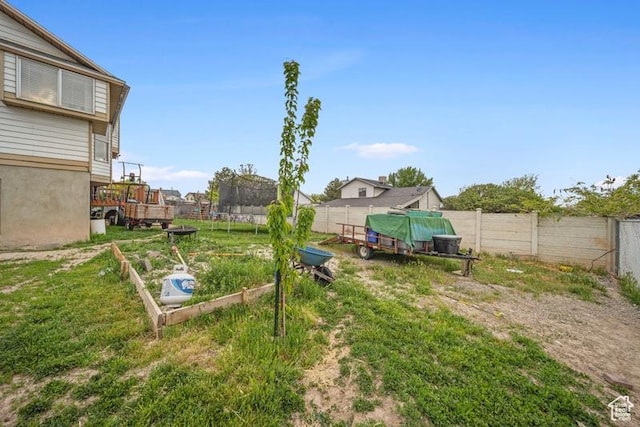 view of yard featuring a trampoline