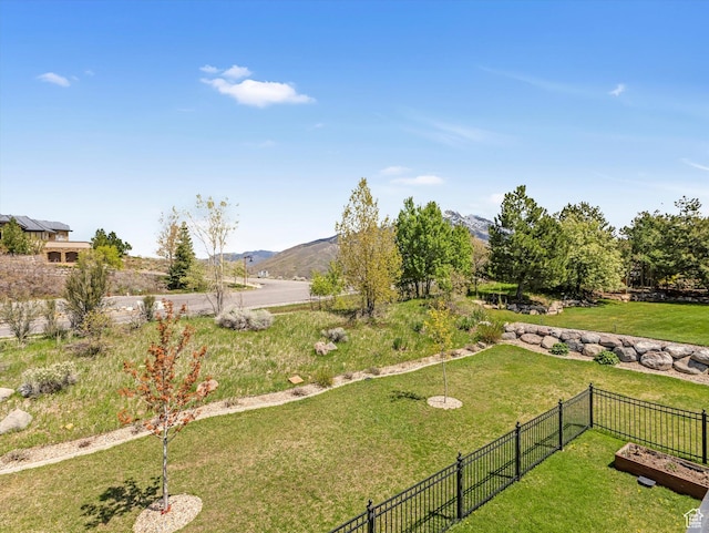 view of community with a mountain view
