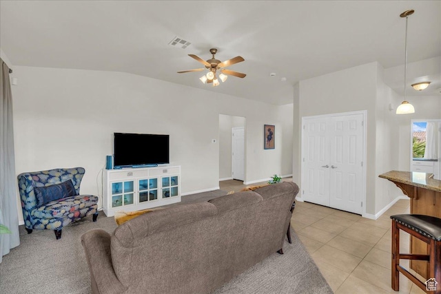 1668 W Lakota Dr, St George, UT 84770 - living area with ceiling fan, light tile patterned flooring, and baseboards