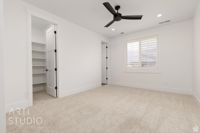 3855 S Kennedy Ln, Washington, UT 84780 - unfurnished bedroom featuring carpet floors, recessed lighting, baseboards, a walk in closet, and a ceiling fan