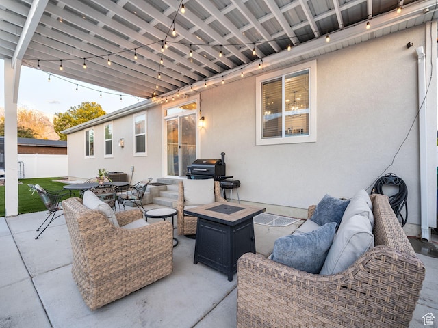 view of patio with outdoor dining area and an outdoor living space
