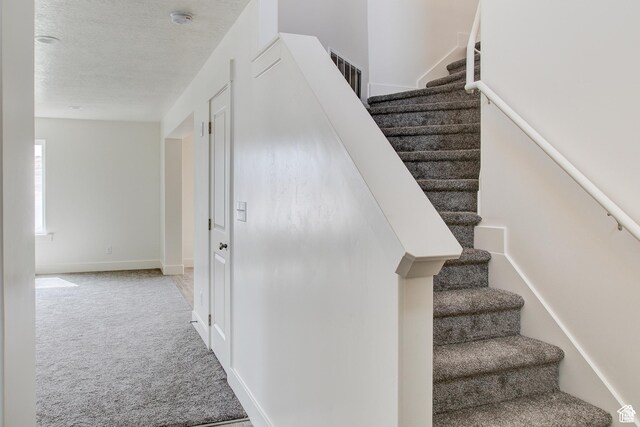 362 N 2350 E Unit 10, Spanish Fork, UT 84660 - stairway with carpet flooring, baseboards, and a textured ceiling