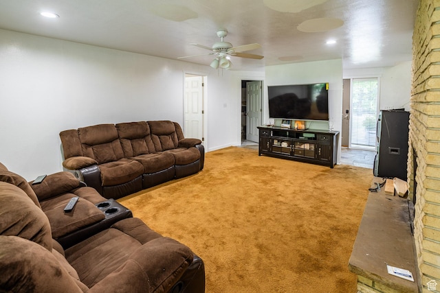 853 N 1250 W, Provo, UT 84604 - carpeted living room featuring ceiling fan and recessed lighting