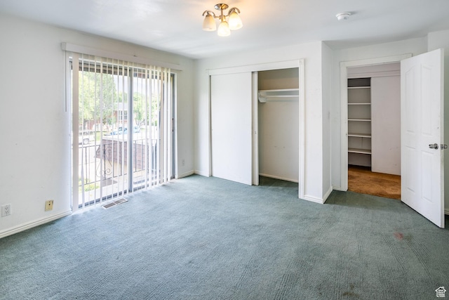 853 N 1250 W, Provo, UT 84604 - unfurnished bedroom featuring carpet floors, access to outside, a closet, baseboards, and a chandelier