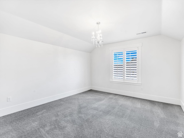 11896 S Verde View Cv, Riverton, UT 84065 - additional living space featuring lofted ceiling, carpet, and a chandelier