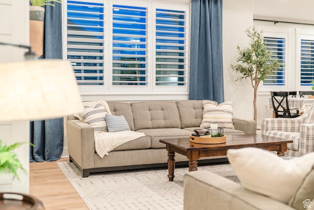 living room with wood finished floors