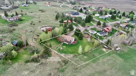 1204 Nashua Cir, Soda Springs, ID 83276 - aerial view of sparsely populated area featuring property boundaries highlighted