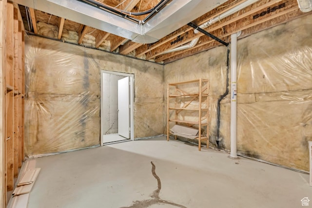 view of unfinished basement