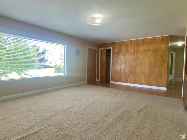 105 S 200 E, Richmond, UT 84333 - empty room with carpet flooring, baseboards, and wood walls