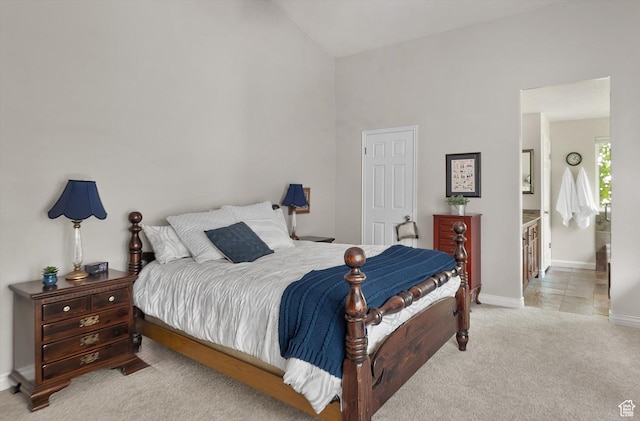 6721 S Costa Cv E, Cottonwood Heights, UT 84121 - carpeted bedroom featuring vaulted ceiling and baseboards