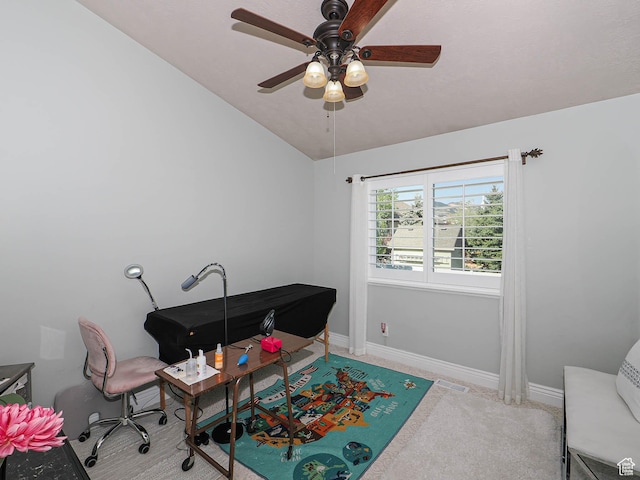7956 S Cricket Ln W, West Jordan, UT 84081 - office space with lofted ceiling, a ceiling fan, and baseboards