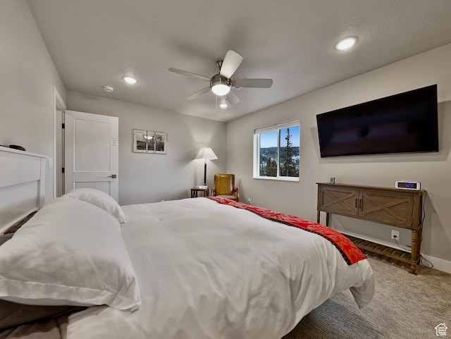 310 N N Hwy Unit 22A, Brian Head, UT 84719 - bedroom with carpet flooring, recessed lighting, ceiling fan, and baseboards