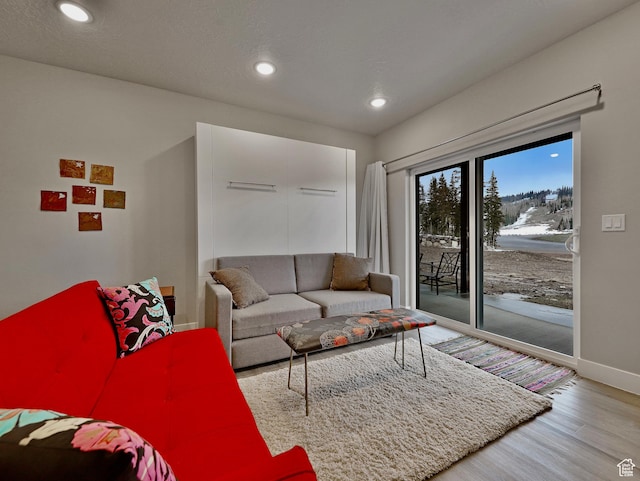 310 N N Hwy Unit 22A, Brian Head, UT 84719 - living area with wood finished floors, baseboards, and recessed lighting