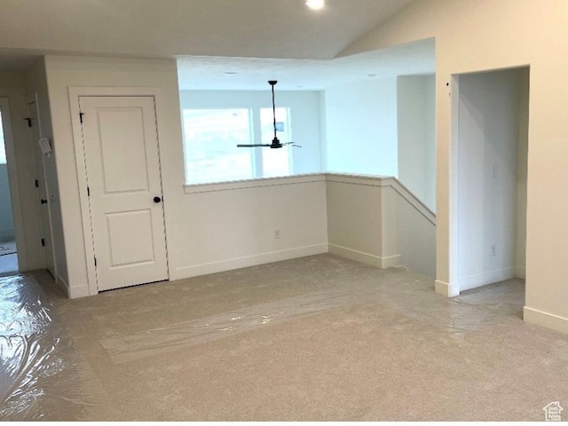 2917 E Liam Ln Unit 107, Eagle Mountain, UT 84005 - carpeted spare room featuring vaulted ceiling, a ceiling fan, and recessed lighting