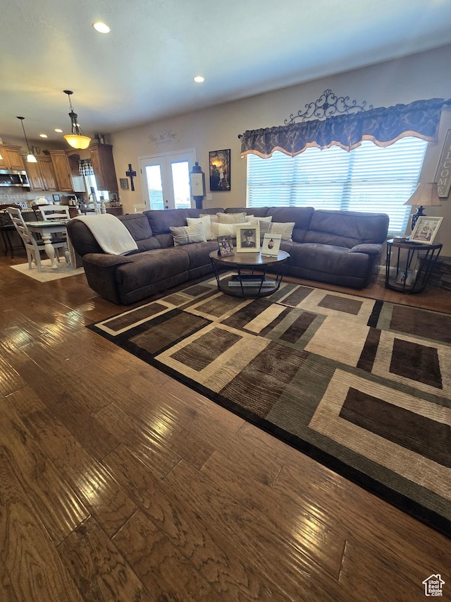 1256 Jefferson Cir, Price, UT 84501 - living room with recessed lighting and dark wood-style floors