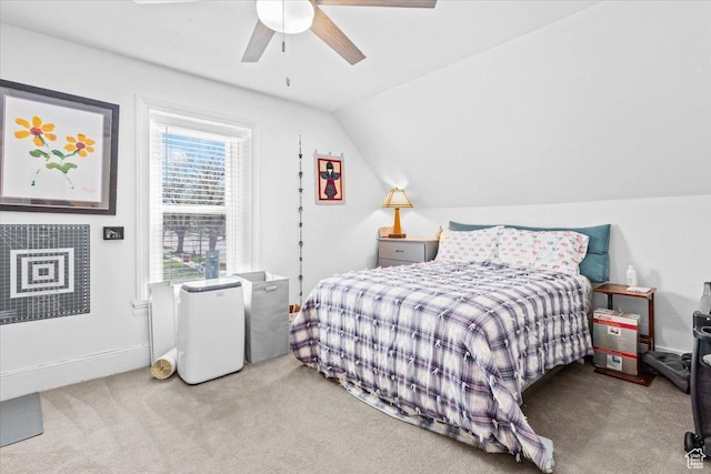 193 S Main E, Manti, UT 84642 - bedroom with carpet flooring, vaulted ceiling, and a ceiling fan