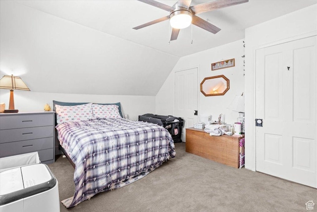 193 S Main E, Manti, UT 84642 - carpeted bedroom with lofted ceiling and a ceiling fan