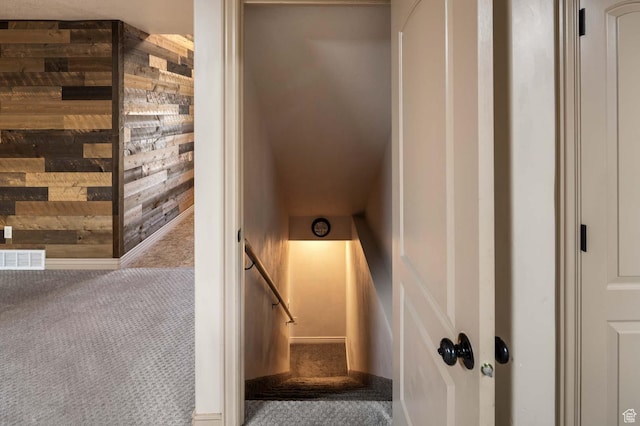384 N 710 E, Salem, UT 84653 - stairs with carpet flooring and wood walls