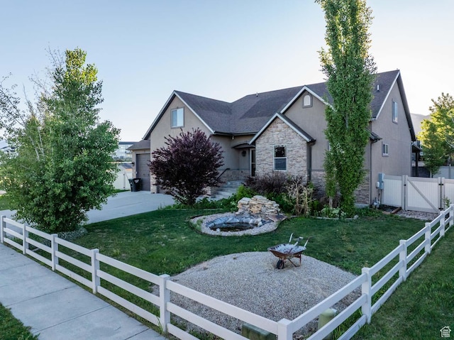 384 N 710 E, Salem, UT 84653 - view of front of house featuring stucco siding, a gate, and stone siding