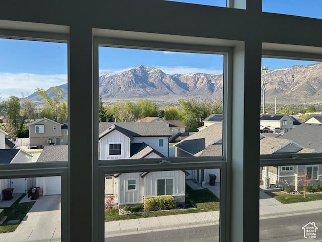 detailed view of a mountain view and a residential view