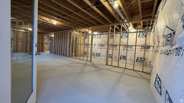 view of unfinished basement