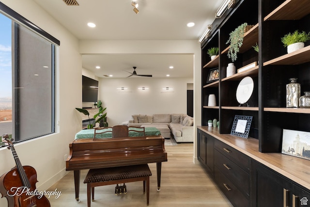 3195 S Tallow Tree Dr, St George, UT 84790 - office space featuring light wood-style flooring, a ceiling fan, and recessed lighting