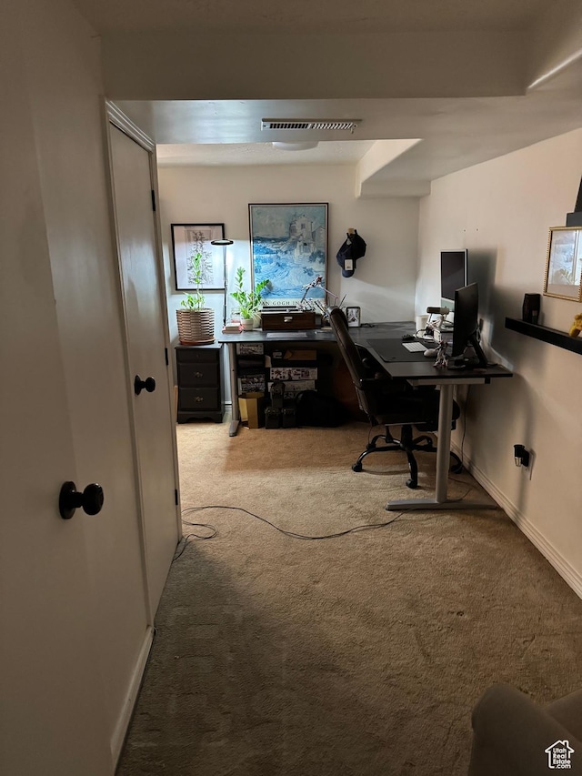 office space with carpet floors and baseboards