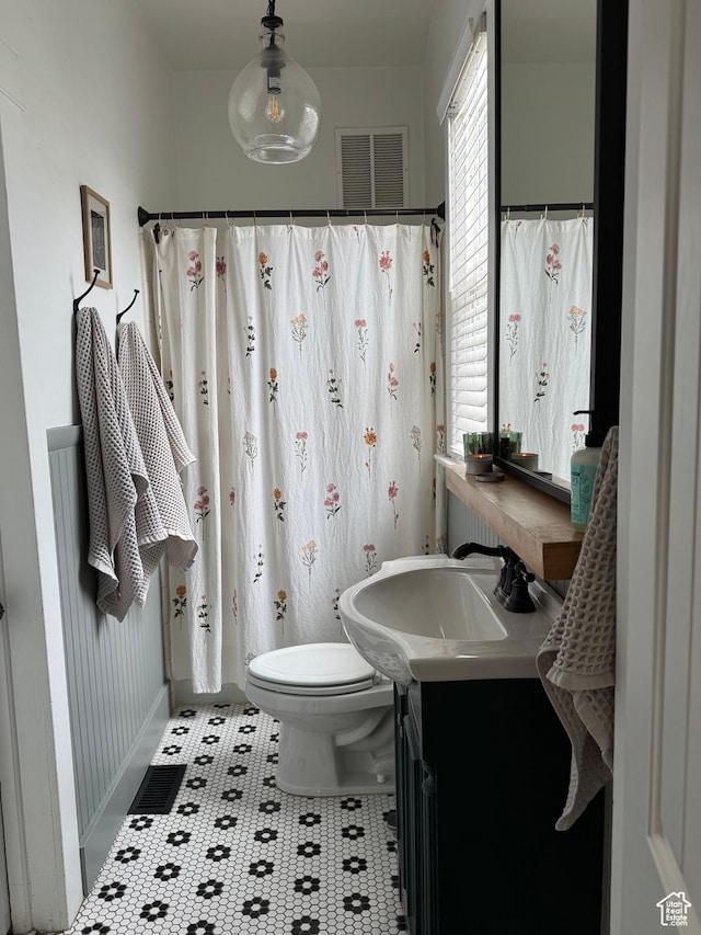 bathroom with toilet and vanity