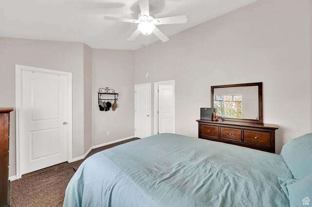 490 E 700 S Unit 514, Clearfield, UT 84015 - bedroom with carpet floors, baseboards, and a ceiling fan