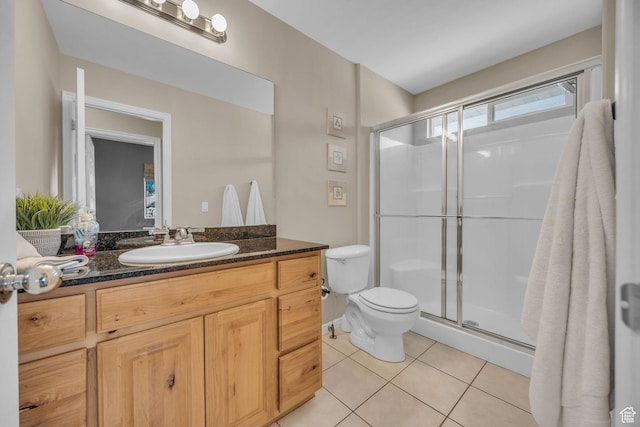 1828 W Woodview Dr, Lehi, UT 84043 - full bath with tile patterned flooring, a stall shower, toilet, and vanity