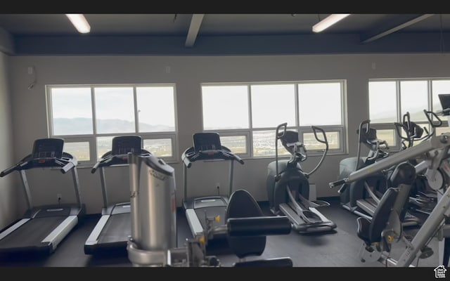 1828 W Woodview Dr, Lehi, UT 84043 - exercise room with beam ceiling