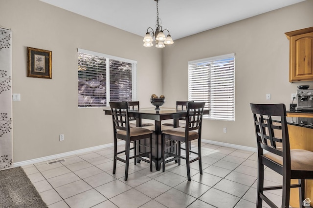 1828 W Woodview Dr, Lehi, UT 84043 - dining space featuring a chandelier, baseboards, and light tile patterned floors