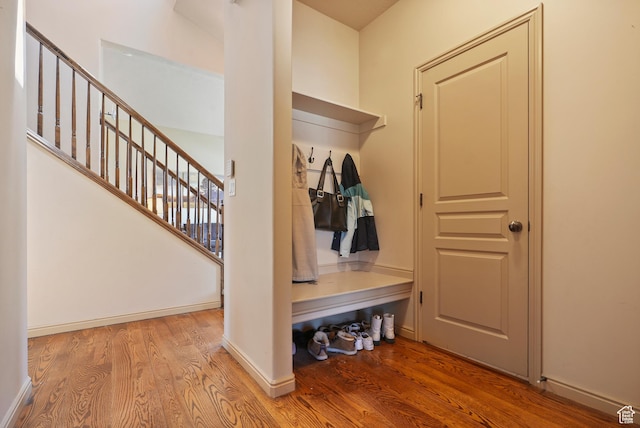 8127 S Bear Lake Ct, West Jordan, UT 84081 - mudroom featuring wood finished floors and baseboards