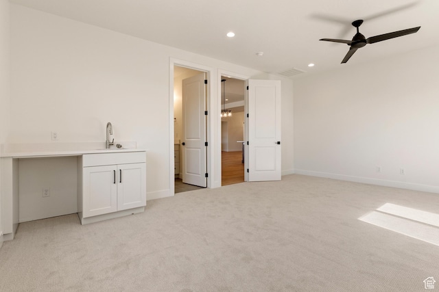 4845 W 2020 S, Hurricane, UT 84737 - unfurnished room with recessed lighting, a sink, ceiling fan, light carpet, and baseboards