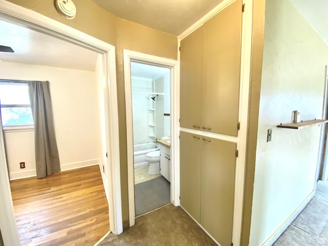 271 S Court St W, Soda Springs, ID 83276 - hallway with wood finished floors and baseboards