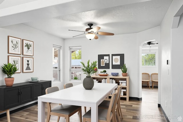 710 W 1350 S, Cedar City, UT 84720 - dining area with wood finished floors, plenty of natural light, a ceiling fan, and a textured ceiling