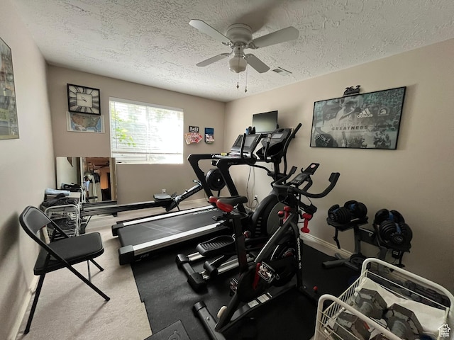 4863 Glasmann Way, Ogden, UT 84403 - workout area with ceiling fan, a textured ceiling, and baseboards