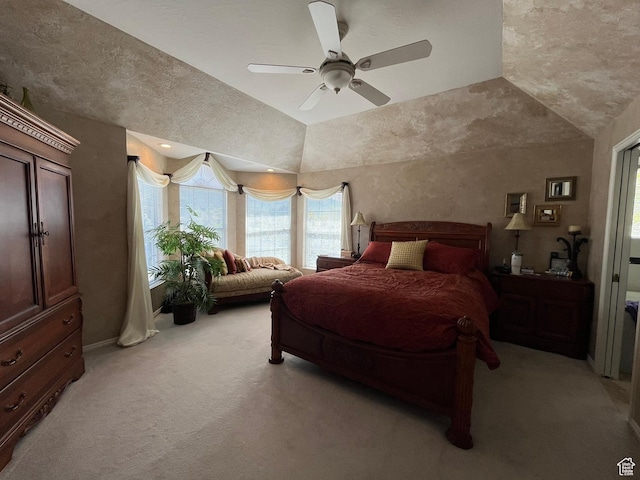 4863 Glasmann Way, Ogden, UT 84403 - bedroom with light colored carpet, vaulted ceiling, and a ceiling fan