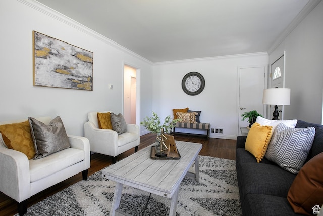604 E 3635 S, Salt Lake City, UT 84106 - living area featuring crown molding, wood finished floors, and baseboards