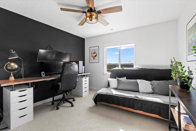 2102 S 2200 W, Woods Cross, UT 84087 - bedroom with an office area, light carpet, and ceiling fan