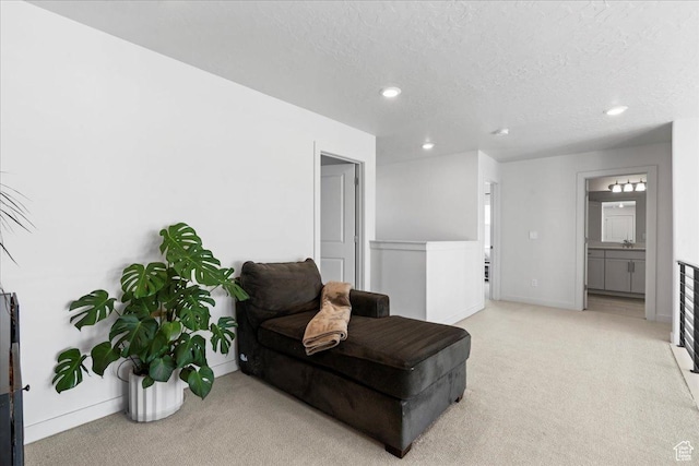 2102 S 2200 W, Woods Cross, UT 84087 - living area with light carpet, recessed lighting, a textured ceiling, and baseboards