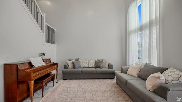 living room with carpet