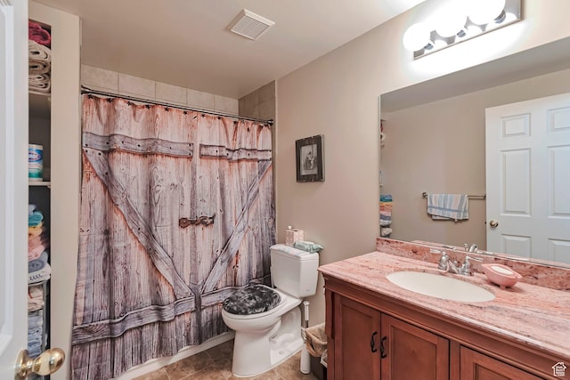1186 E 470 S, Payson, UT 84651 - full bathroom with toilet, vanity, curtained shower, and tile patterned flooring