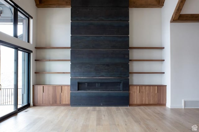 443 W 1200 N Unit 3, Mapleton, UT 84664 - unfurnished living room with light wood-style floors, plenty of natural light, and a fireplace